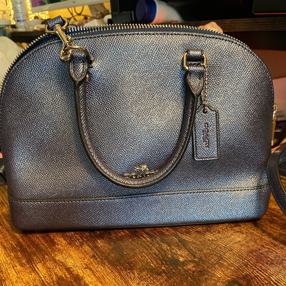 COACH Metallic Blue Mini Sierra Dome Satchel